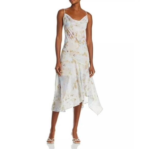 Wayf Dresses & Skirts - NWT WAYF Cowl Neck Floral Handkerchief Hem Slip Dress Large